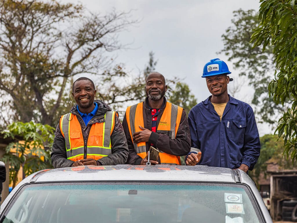 IFM plantation management team during a site visit at M26 eucalyptus plantations in Muanza District Sofala Province Mozambique.