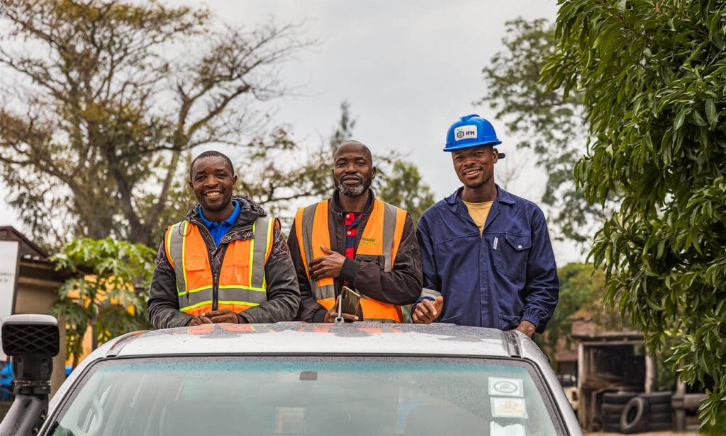 IFM plantation management team during a site visit at M26 eucalyptus plantations in Muanza District Sofala Province Mozambique.